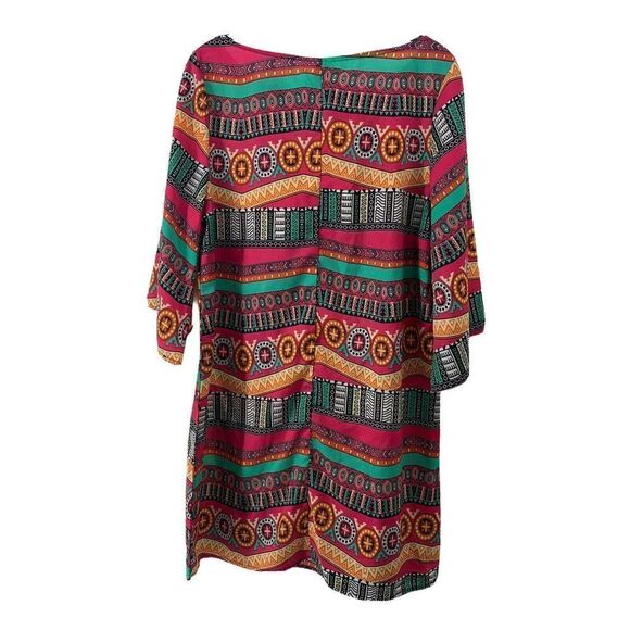 Bellamie Colorful Aztec Shift Dress 3/4 Sleeves M - Picture 2 of 5